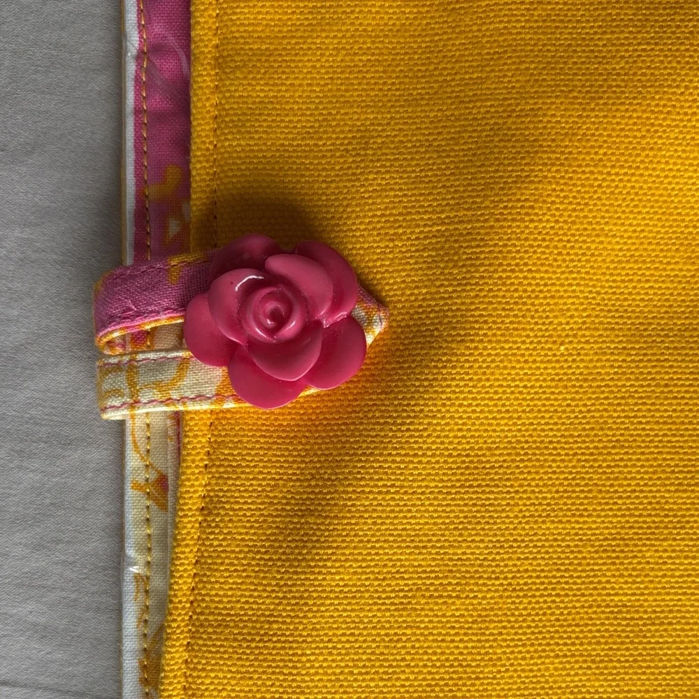 Bespoke Yellow Makeup Brush Organizer with Pink Accent
